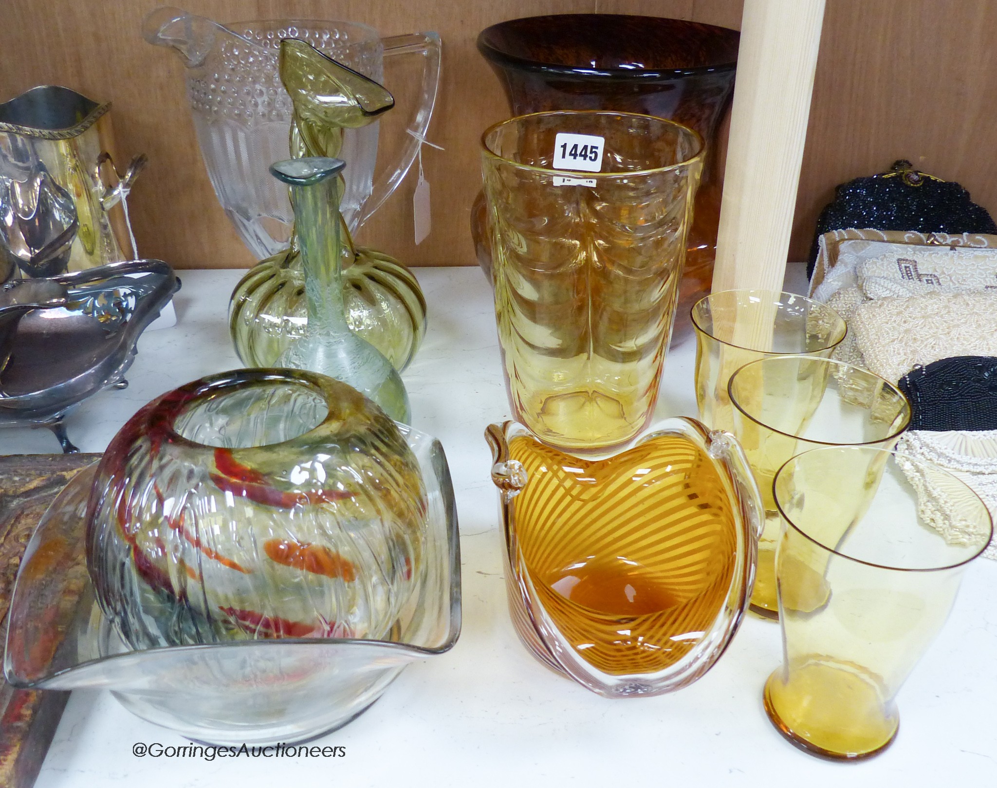 Assorted decorative glass vases etc